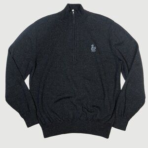 Turtleson Mens Small Sweater Merino Wool Quarter Zip Charcoal Gray Long Sleeve